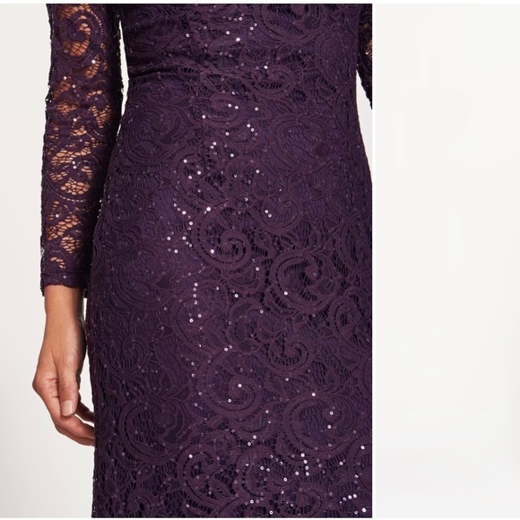 Purple Lace and Sequin Bodycon Dress - Picture 3 of 8